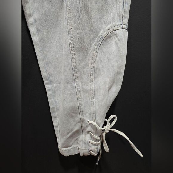 Insane Gene Light Wash Button Fly Denim Jeans Hi Rise Relaxed Tie Ankle 11 29W - Picture 5 of 12